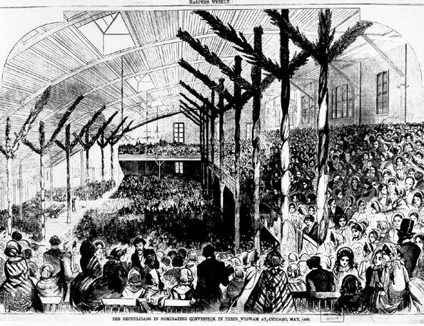 Interior of the Wigwam during the Republican National Convention, 1860