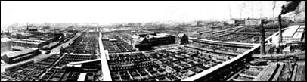 Aerial view of Stockyard, circa 1901, Courtesy of Chicago Historical Society