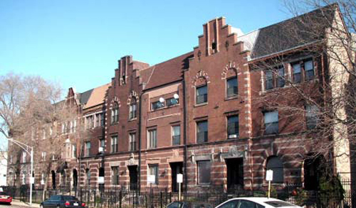 Flemish revival-style row houses, Giles Ave.
