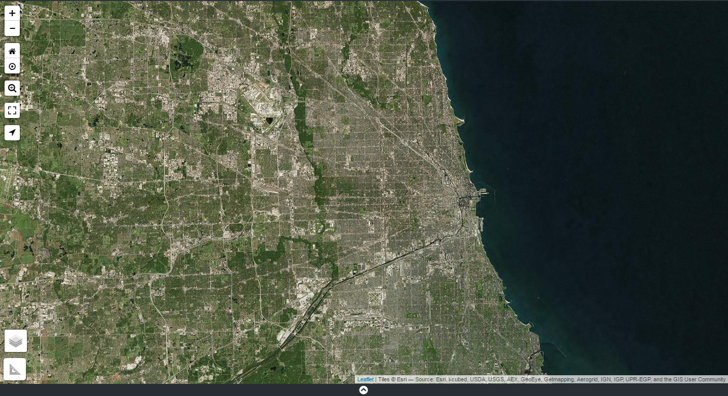 Aerial satellite view of Chicago